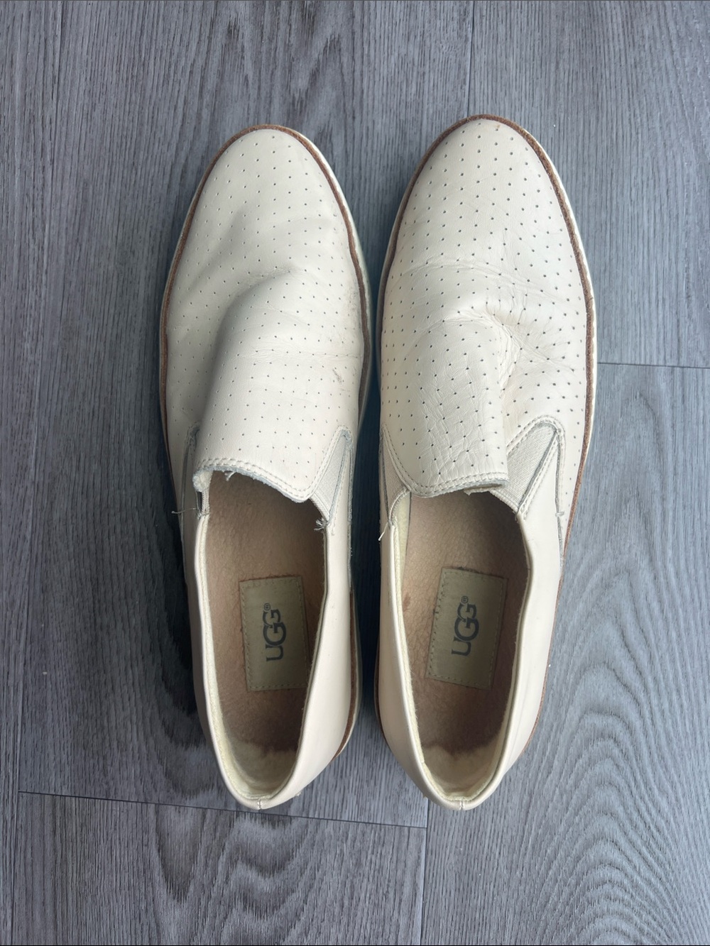 UGG Cream Perforated Leather Slip-Ons